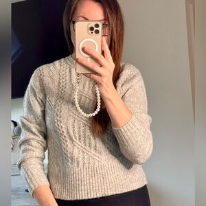 Express Women's Light Gray Cowl Neck Sweater